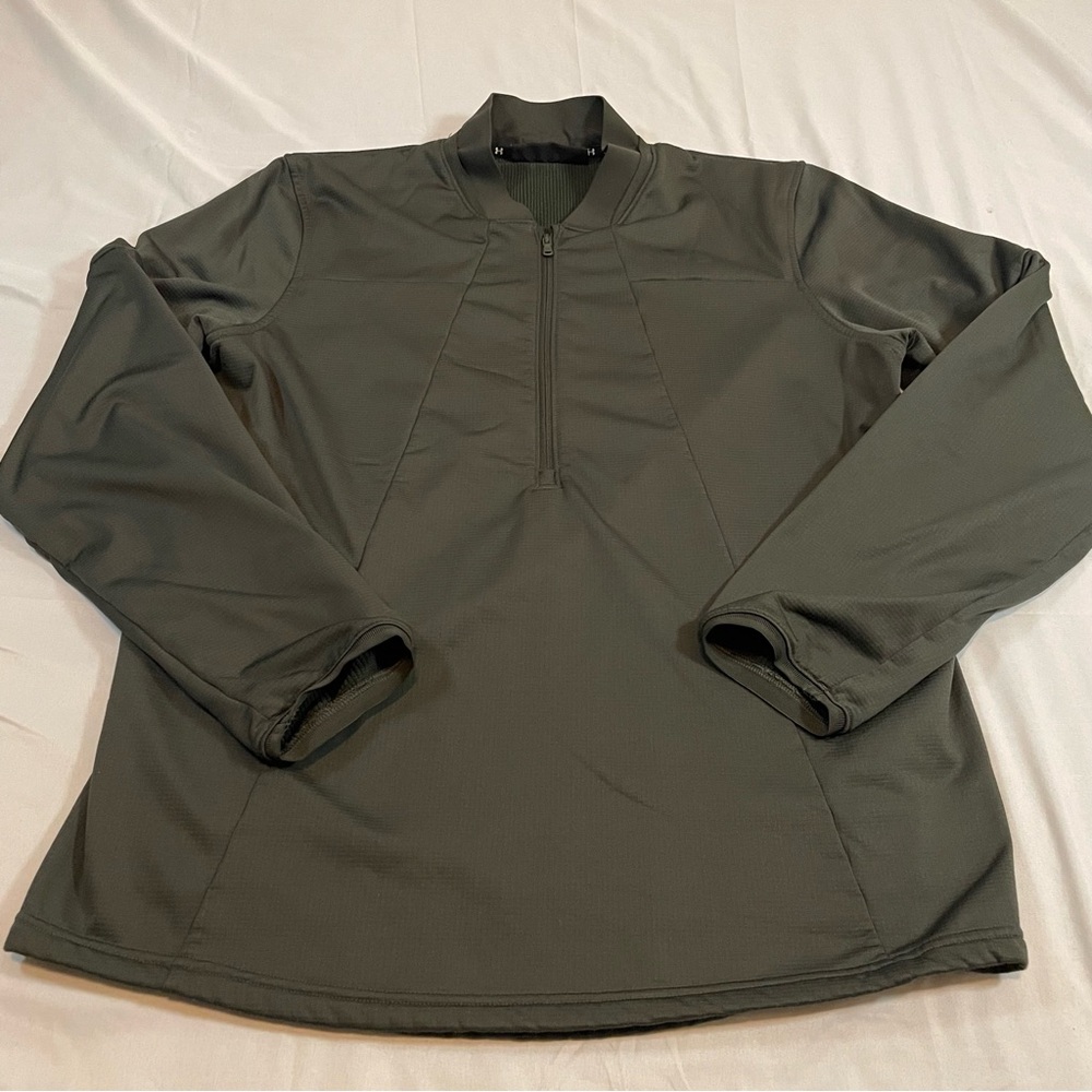 Under Armour ColdGear Mens‎ Large Loose 1/4 Zip Pullover Jacket Olive Green Gray